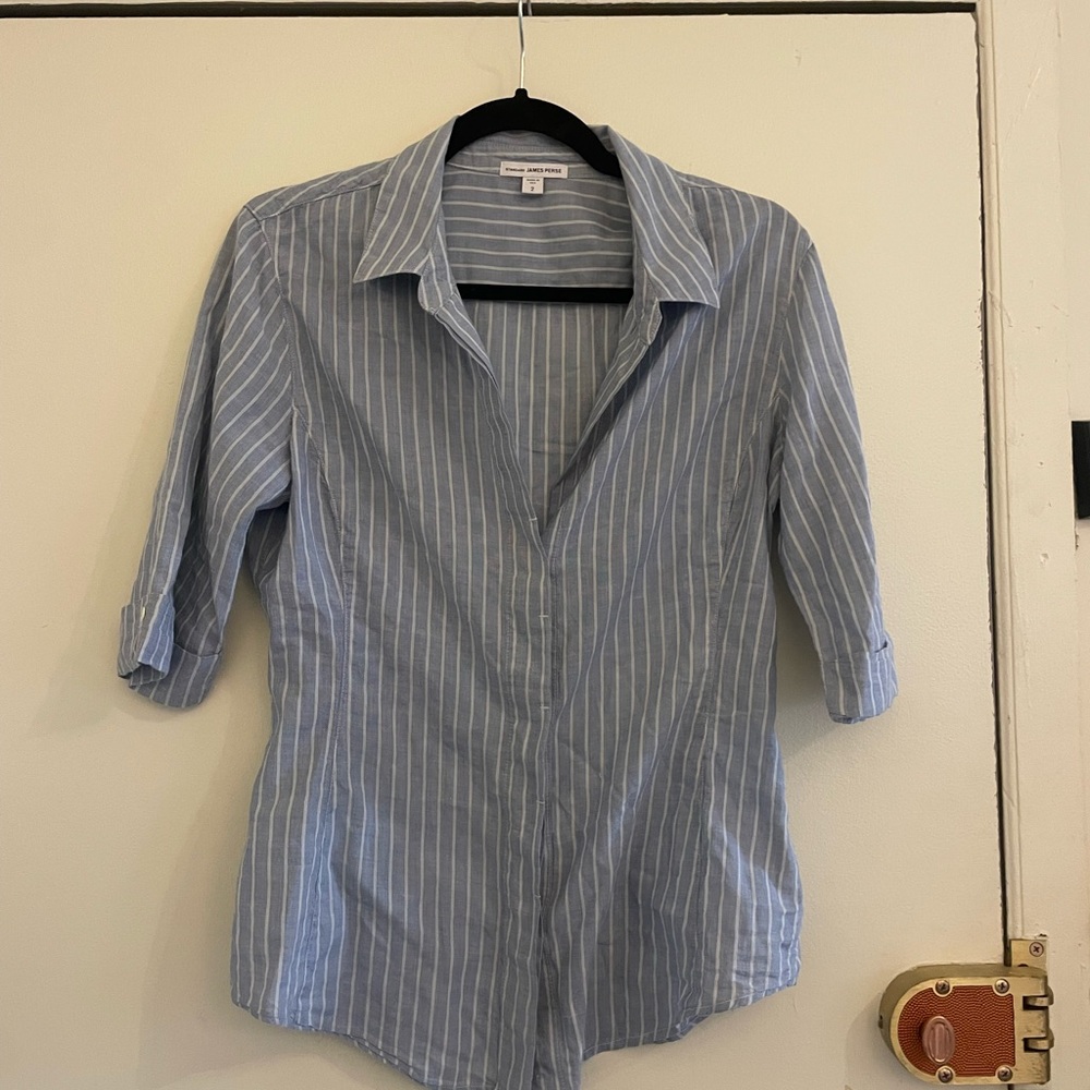James Perse Striped Button-Up Shirt - M